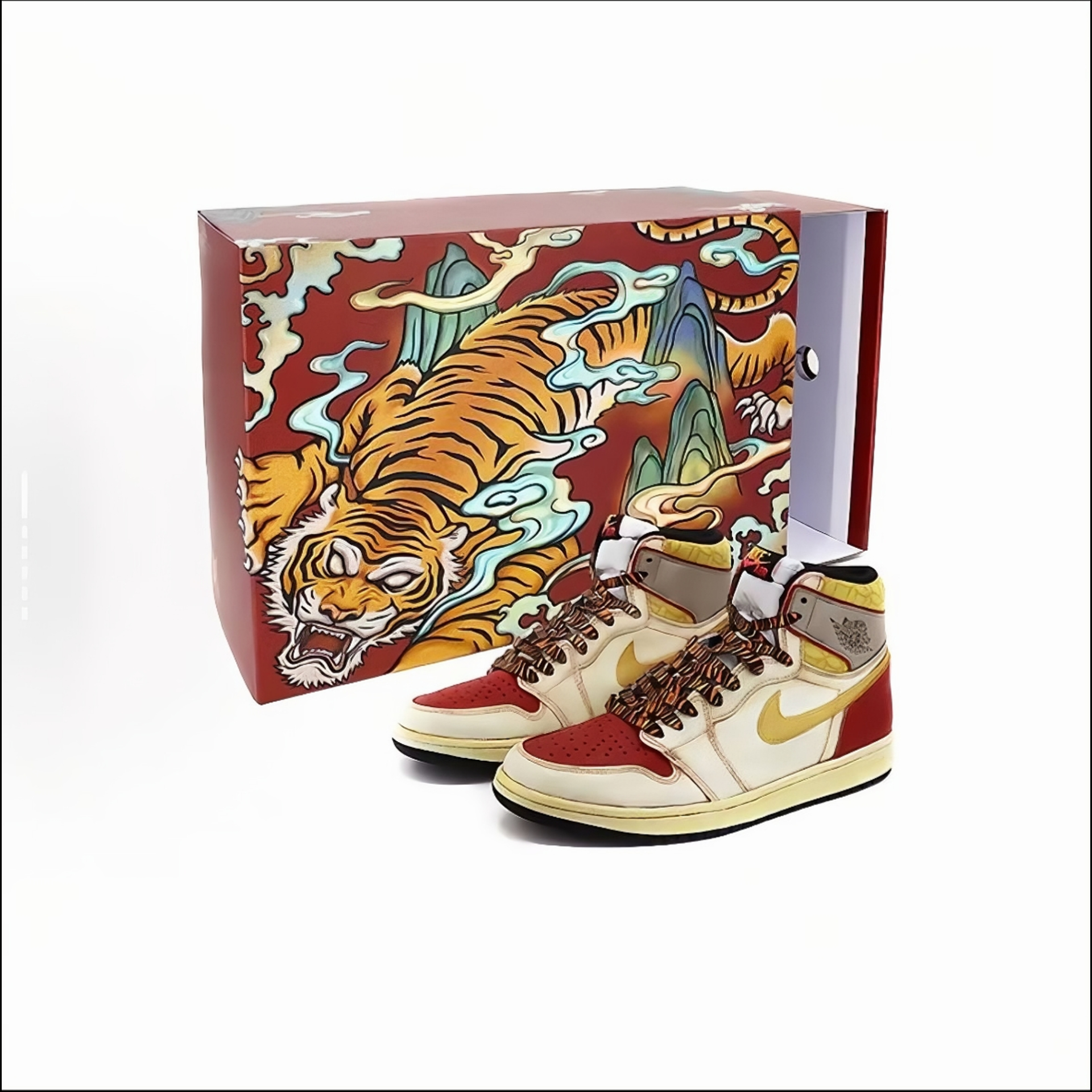 Air Jordan 1 中国風虎柄モデル、靴ひもの虎柄と「酸化加工で古びた風合い」が圧巻！