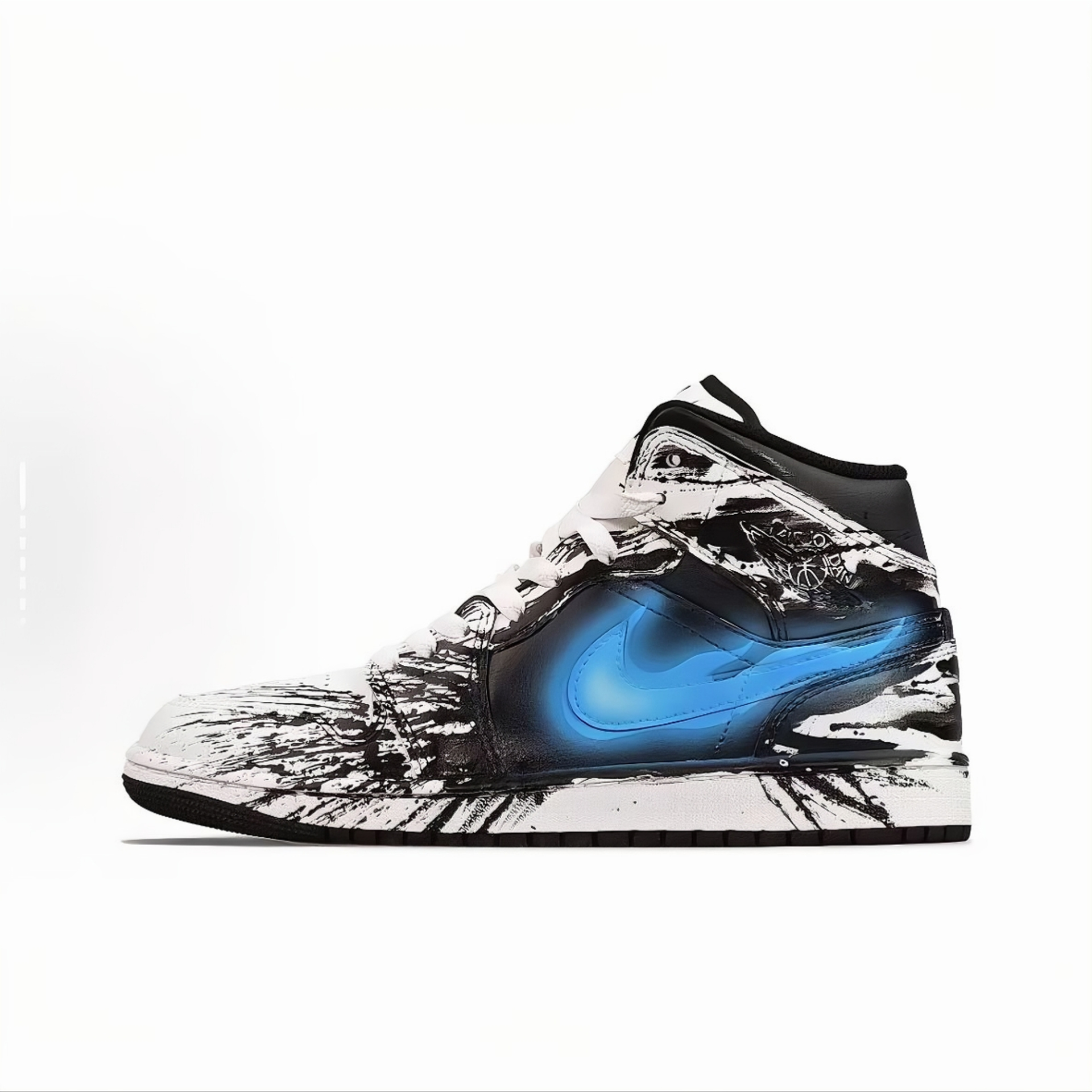 Nike Air Jordan 1 Mid  Splashing Ink Design Flame<br>ナイキ エアジョーダン1 ミッド インキをかけて火炎を設計する